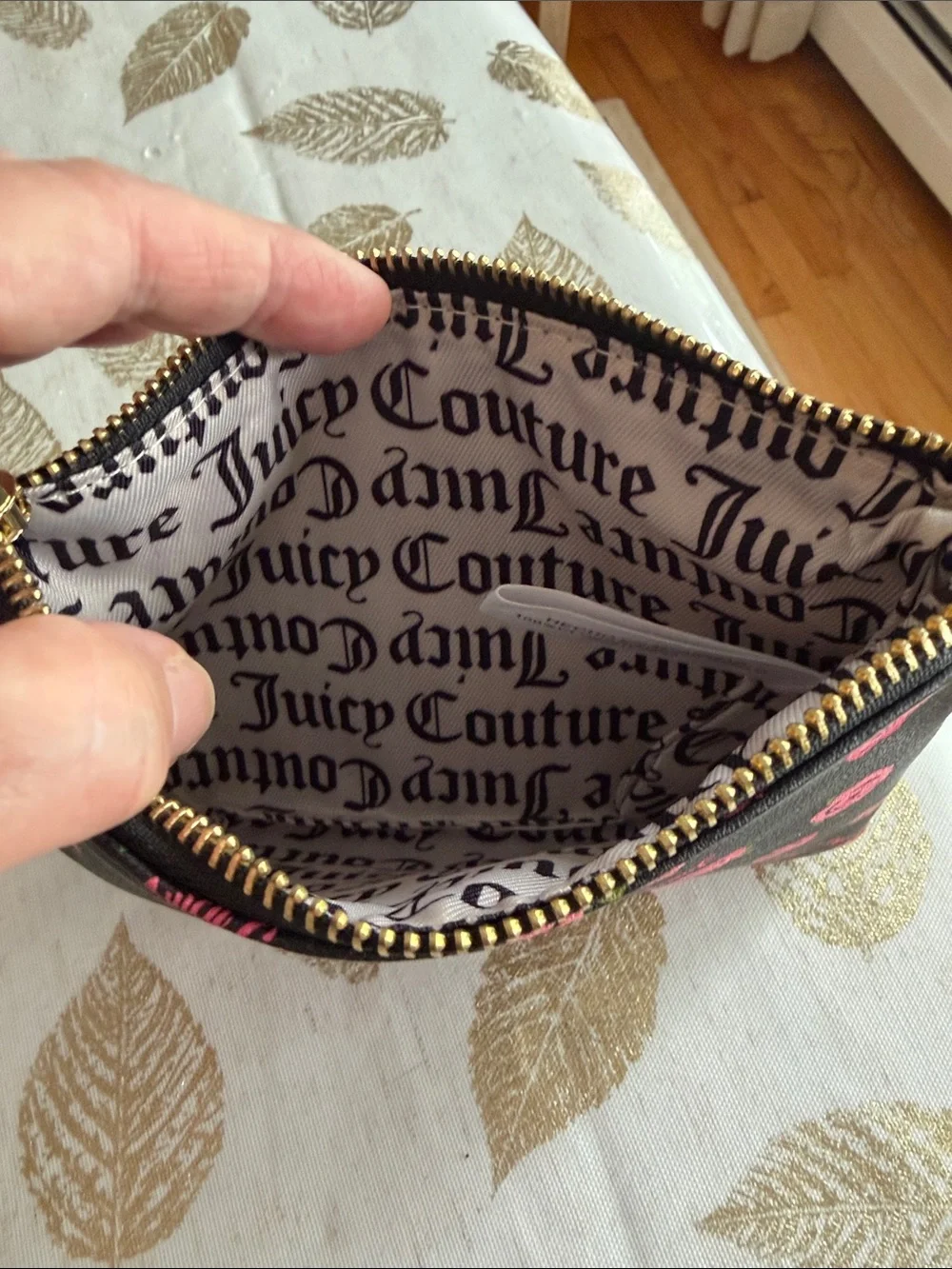 Juicy Couture Romantic Roses Black and floral Makeup Pouch
